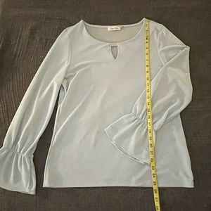 Powder blue CK blouse with bell sleeves